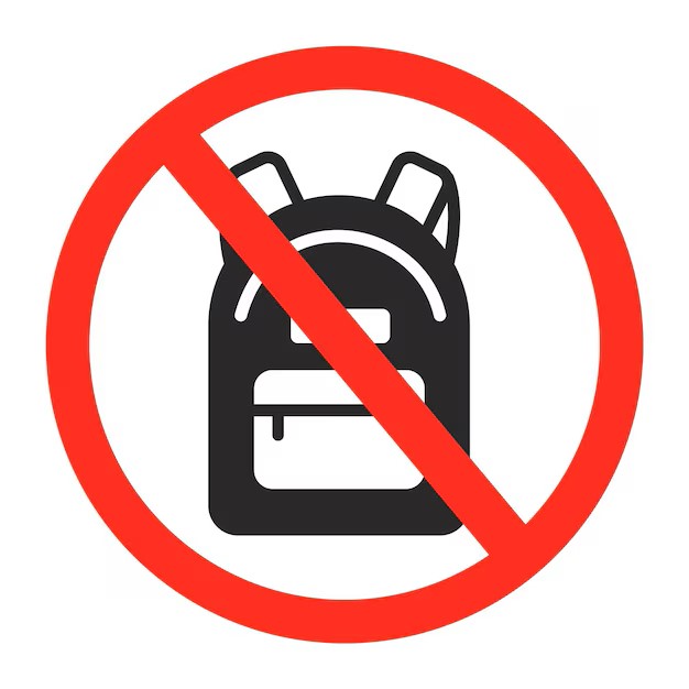  a picture of a backpack with a line through it